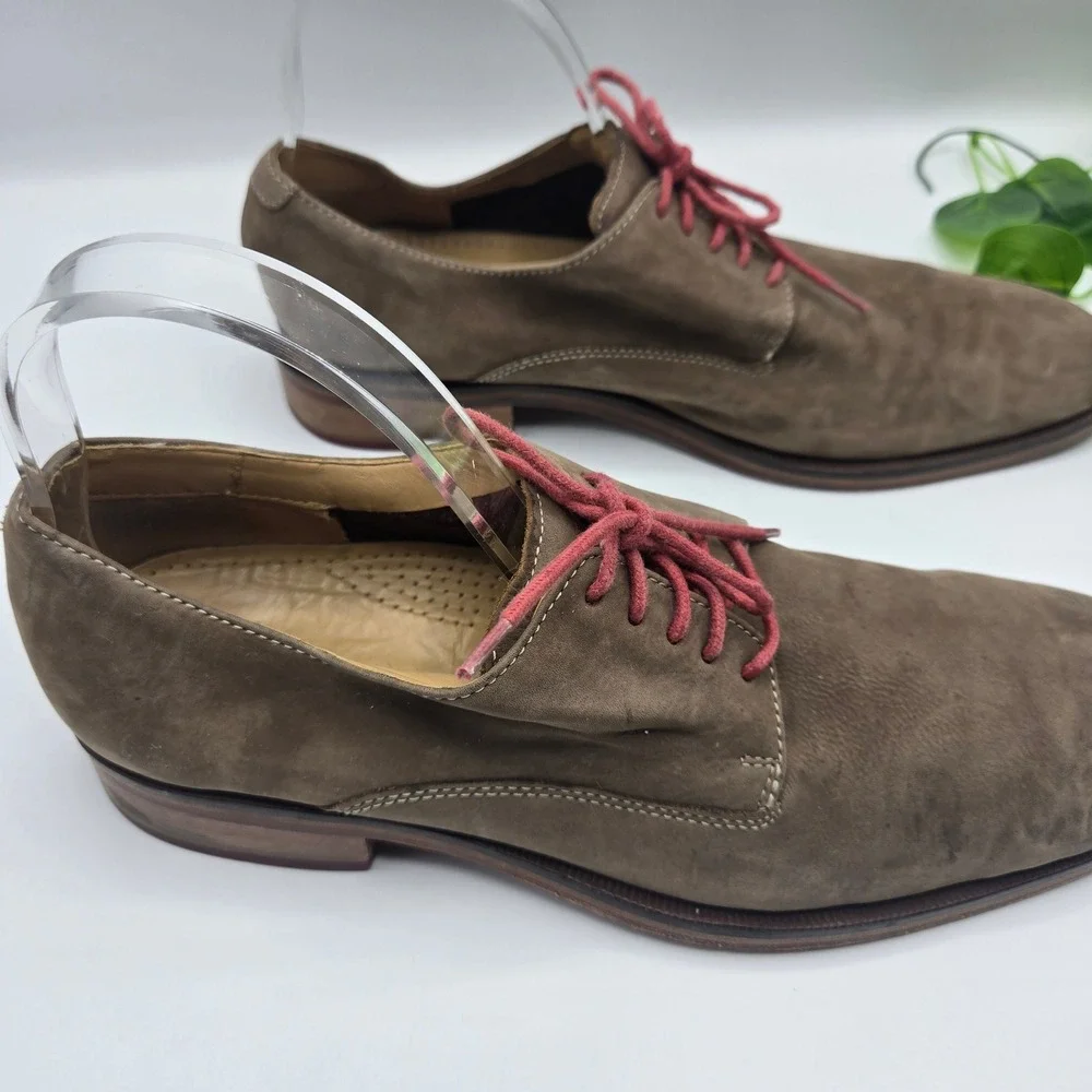 Cole Haan Derby Brown Nubuck Red Lace Up Oxford MENS 10.5 Casual Office Wear